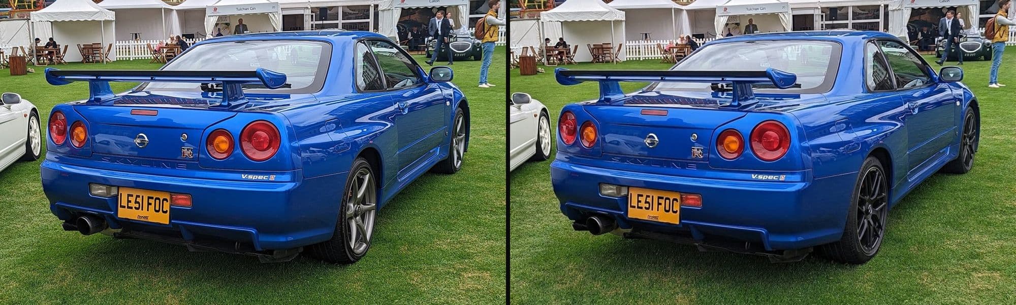 元の車の写真と、JDM AIで生成したカスタム後のイメージを並べた生成例